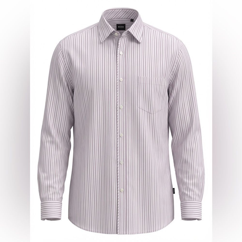 HUGO BOSS MENS BUTTON DOWN SHIRT SIZE XL RED/PINK STRIPES